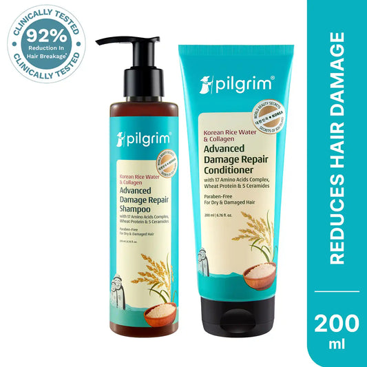 Pilgrim Korean Rice Water & Collagen Advanced Damage Repair Shampoo + Conditioner