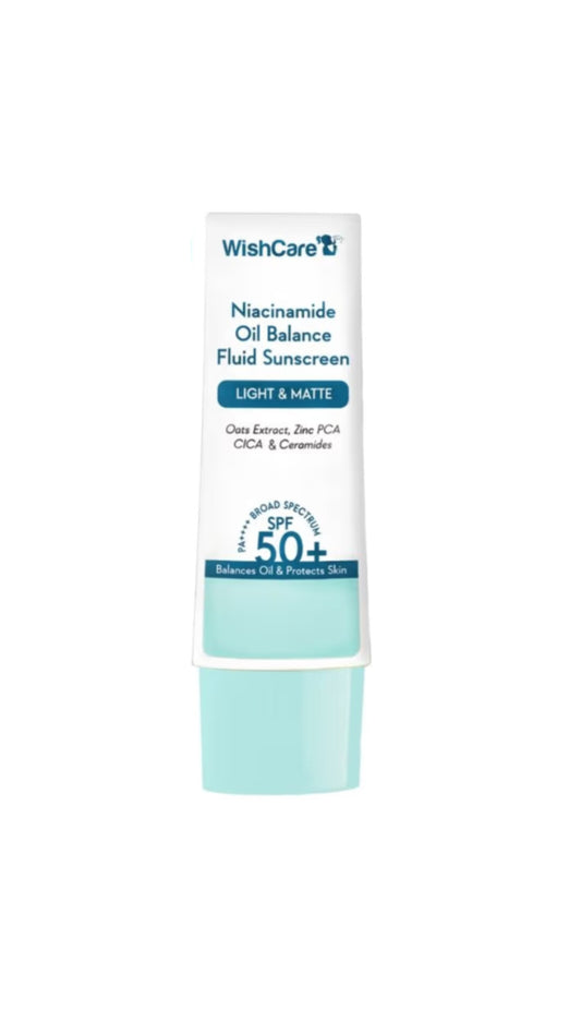 Wishcare Niacinamide Oil Balance Fluid Sunscreen Light & Matte SPF 50+ PA++++ For Balances Oily & Protects Skin