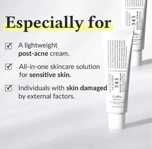 Dr Altheas 345 Relief Cream, Daily Face Moisturizer, Blemish Relief Care, Soothing Recovery & Moisture, Korean Vegan Skin Care for All Skin Types, 1.69 Fl Oz (345)