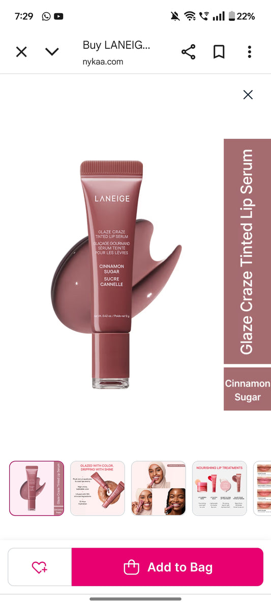 LANEIGE
Glaze Craze Tinted Lip Serum - Cinnamon Sugar
(12g)