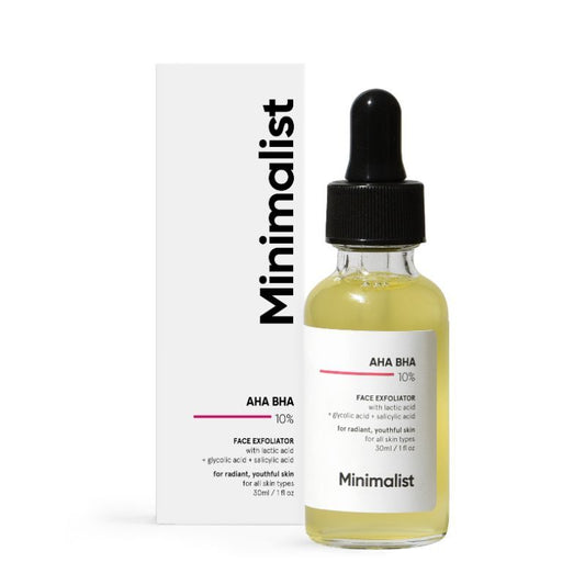 Minimalist
10% AHA BHA Exfoliator With Hyaluronic Acid For Even Tone & Texture
(30ml)