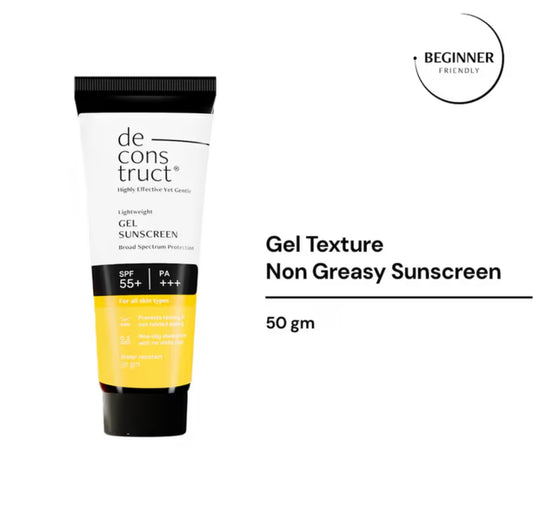 Deconstruct Face Gel Sunscreen SPF 50 + and PA+++ | Gel based sunscreen for oily, combination skin, normal skin | Broad spectrum sunscreen, No White Cast, Lightweight - 50g