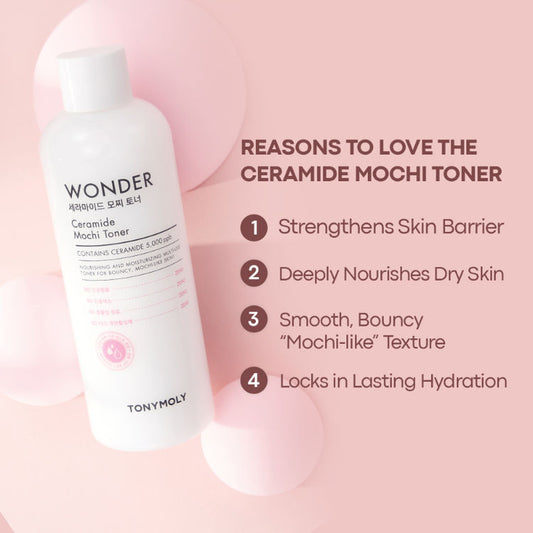 Korean Wonder Ceramide Mochi Toner-Hydrates, Softens, Nourishes Dry & Combination Skin
(500ml)