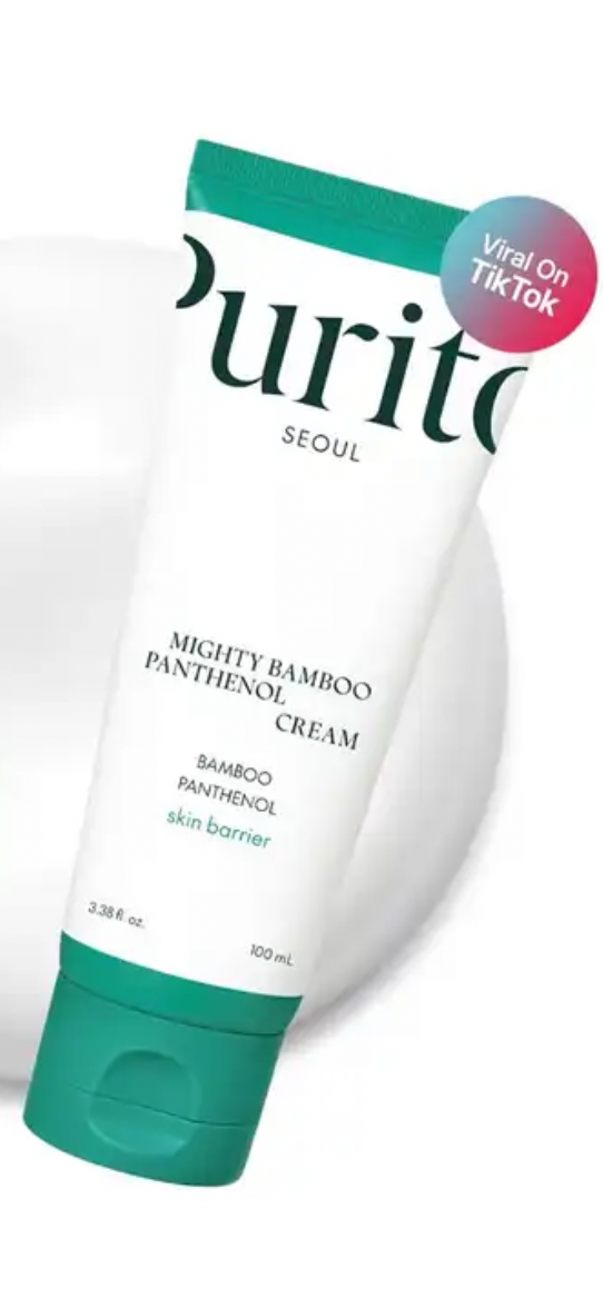 PURITO Mighty Bamboo Panthenol Cream, Glow Cream, Skin Barrier Repair, for All Skin Types, Daily Face Moisturizer, Glass skin, Vegan, Korean Skin Care 3.38fl.oz / 100ml