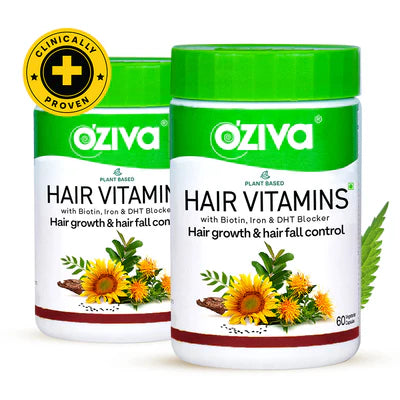 Oziva Hair Vitamins ( With Biotin, Vitamin E & Iron) For Hair Re-Growth & Hairfall Control (60 Capsules)