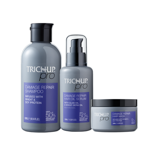 Trichup Pro Damage Repair & Instant Smoothing Hair Care Kit for Dry Frizzy Hair (Set of 3)