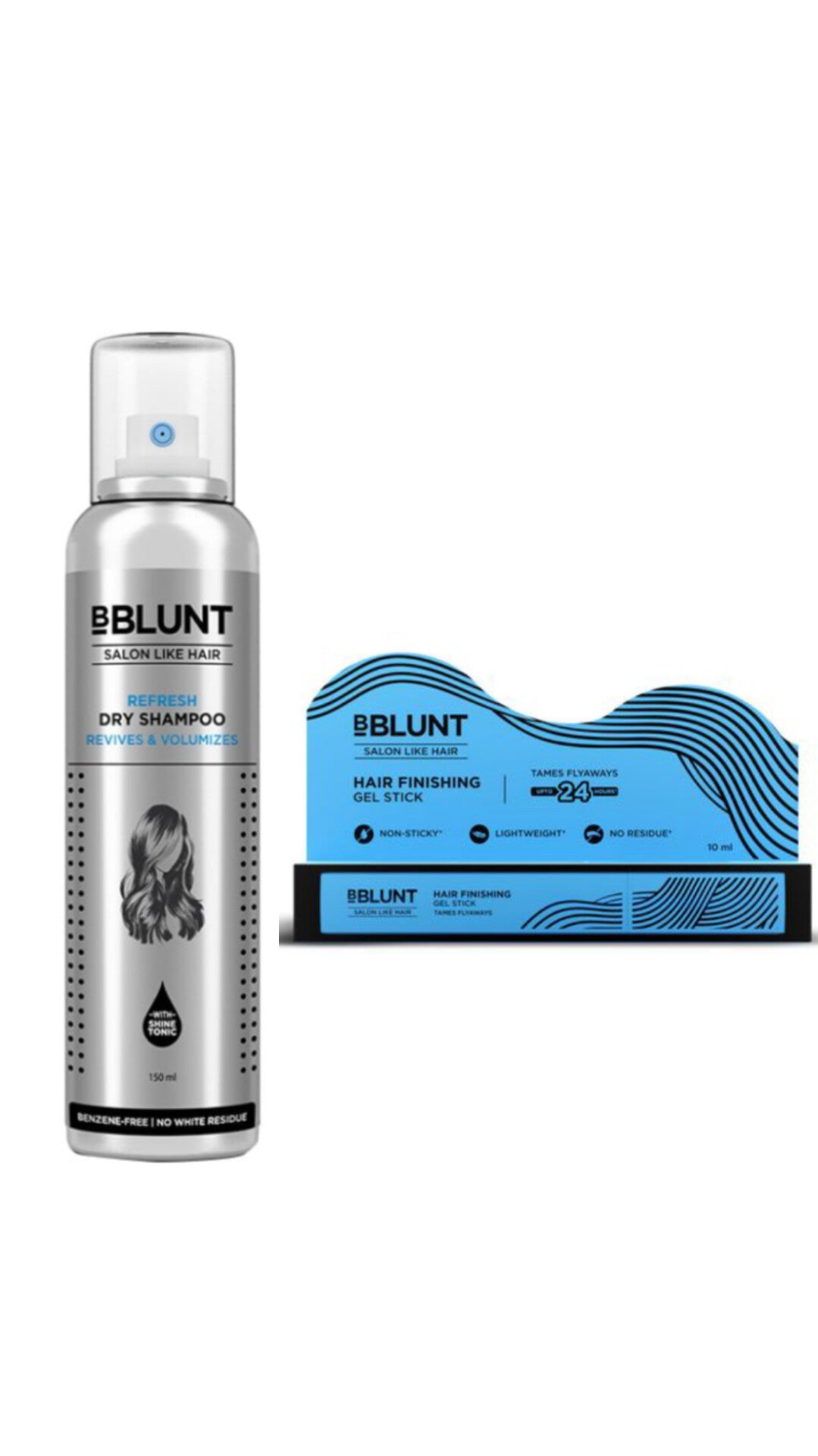 Bblunt dry shampoo+ bblunt hair finishing stick