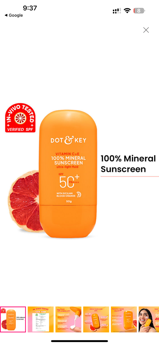 Dot and key mineral sunscreen