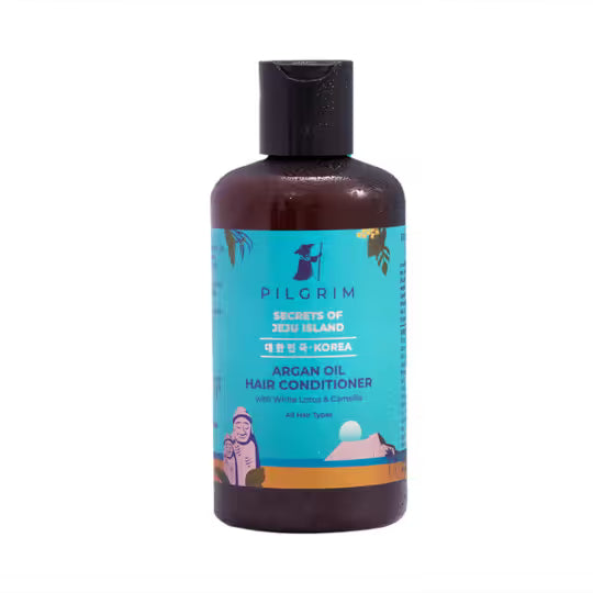 Pilgrim, argon oil, hair conditioner with white Lotus and Camélia Secret of jeju Island