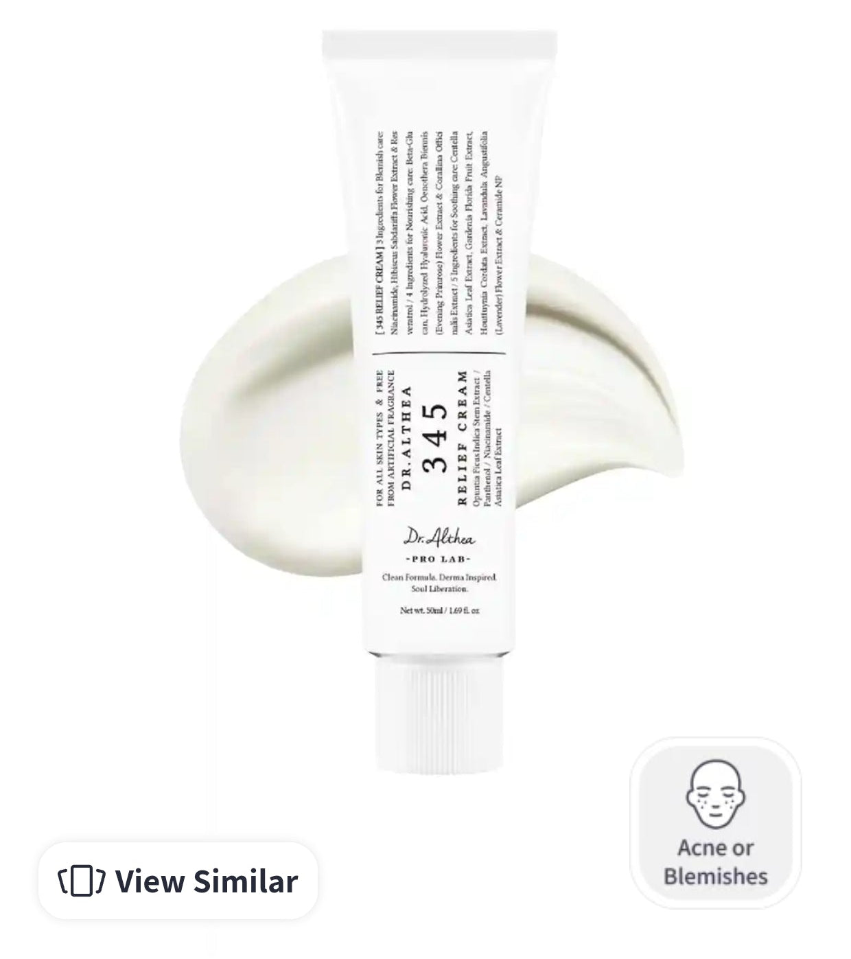 Dr Altheas 345 Relief Cream, Daily Face Moisturizer, Blemish Relief Care, Soothing Recovery & Moisture, Korean Vegan Skin Care for All Skin Types, 1.69 Fl Oz (345)