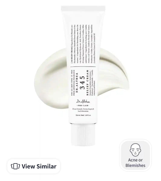 Dr Altheas 345 Relief Cream, Daily Face Moisturizer, Blemish Relief Care, Soothing Recovery & Moisture, Korean Vegan Skin Care for All Skin Types, 1.69 Fl Oz (345)