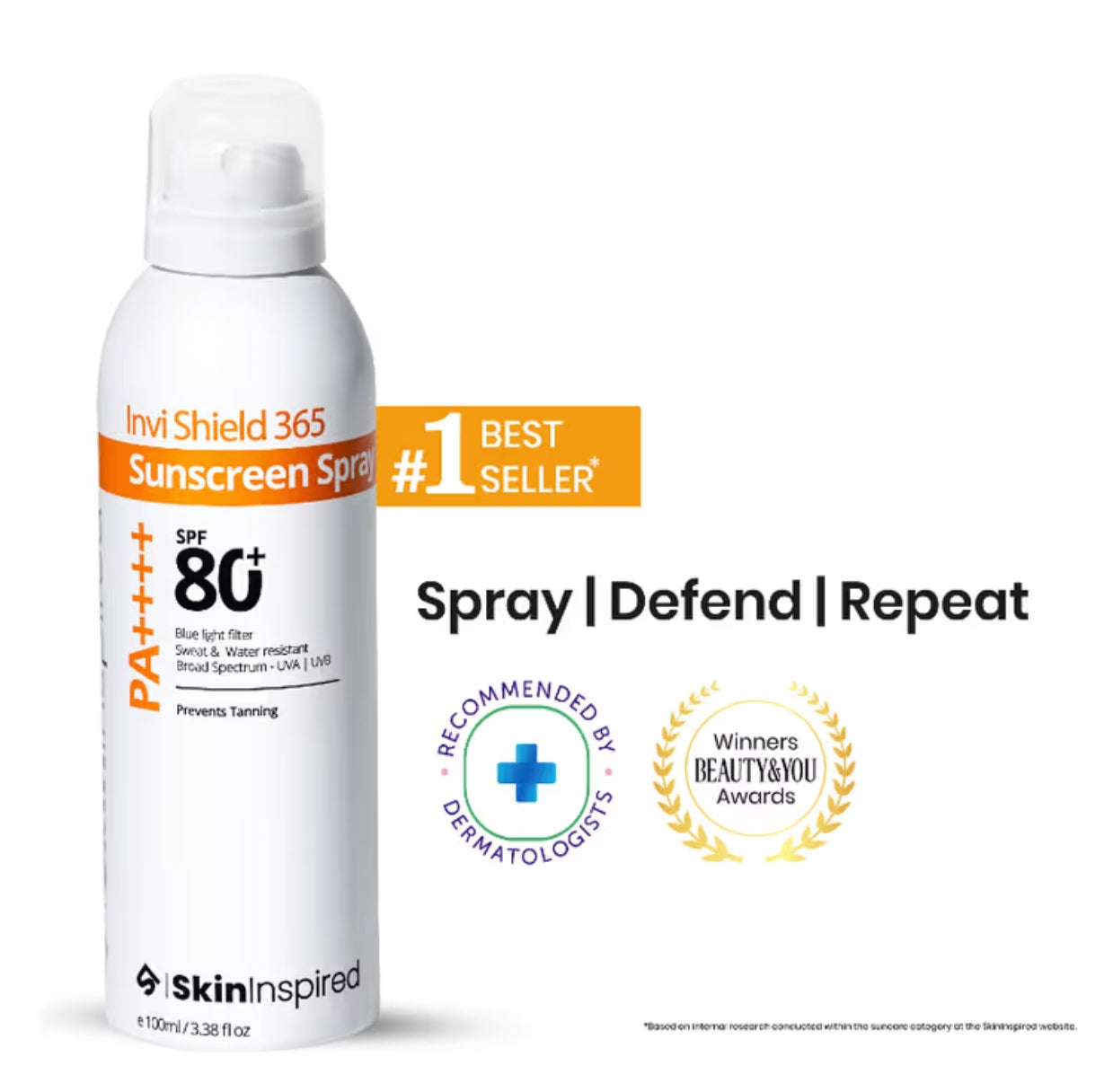 SkinInspired
Invishield 365 Body Sunscreen Spray SPF 80+ PA++++
(100ml