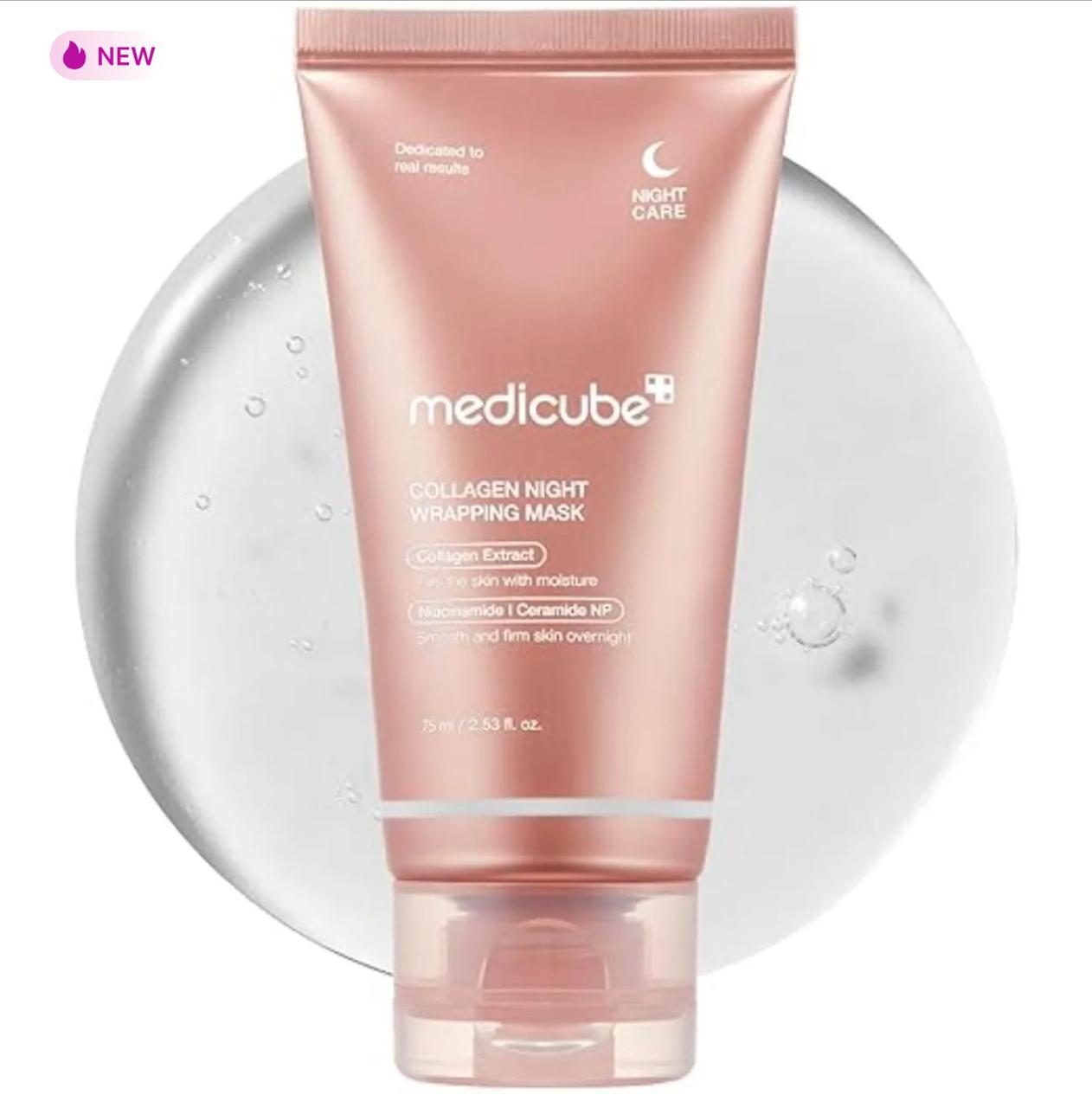 Medicube Collagen Overnight Wrapping Peel Off Facial Mask Pack - Elasticity & Hydration Care, Reduces Sagging & Dullness - Hydrolyzed Collagen For Glowing Skin - Korean Skin Care, 2.53 fl.oz