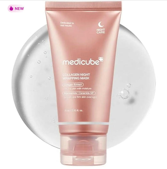 Medicube Collagen Overnight Wrapping Peel Off Facial Mask Pack - Elasticity & Hydration Care, Reduces Sagging & Dullness - Hydrolyzed Collagen For Glowing Skin - Korean Skin Care, 2.53 fl.oz